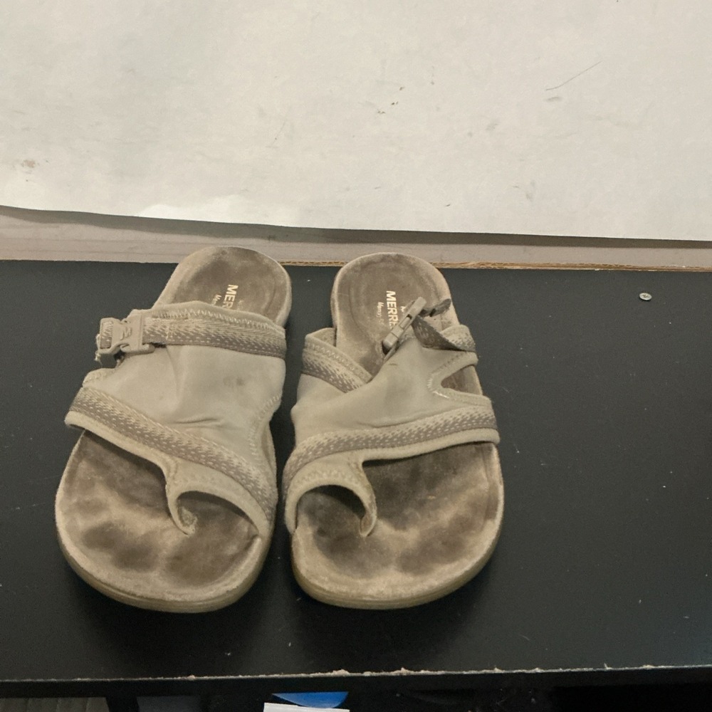 Merrell District Muri Slides Sandals Womens Size 8 Beige Air Cushion Memory Foam